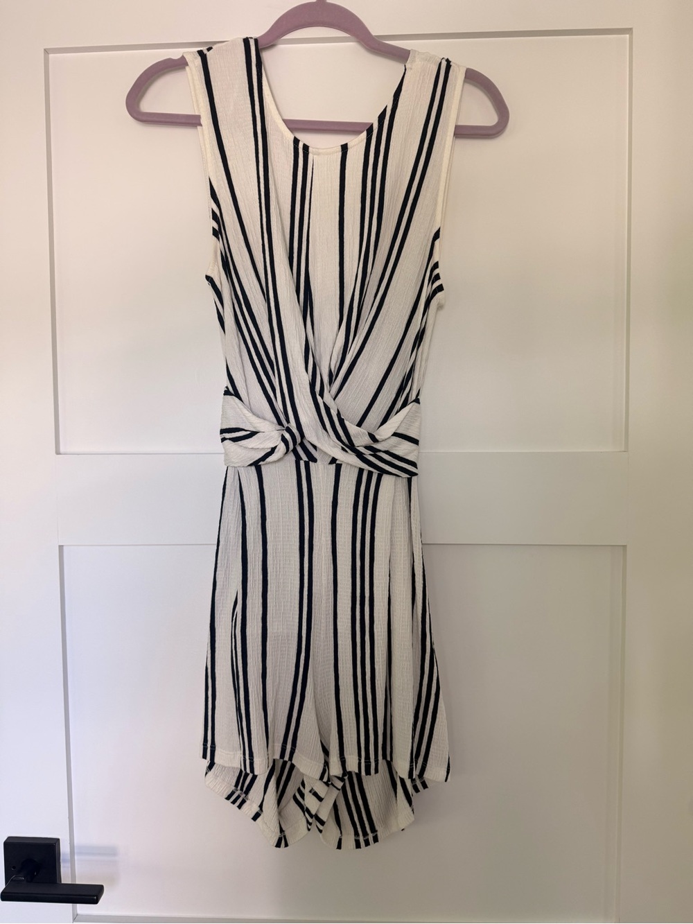 Love Tree Black & White Striped Twist Romper